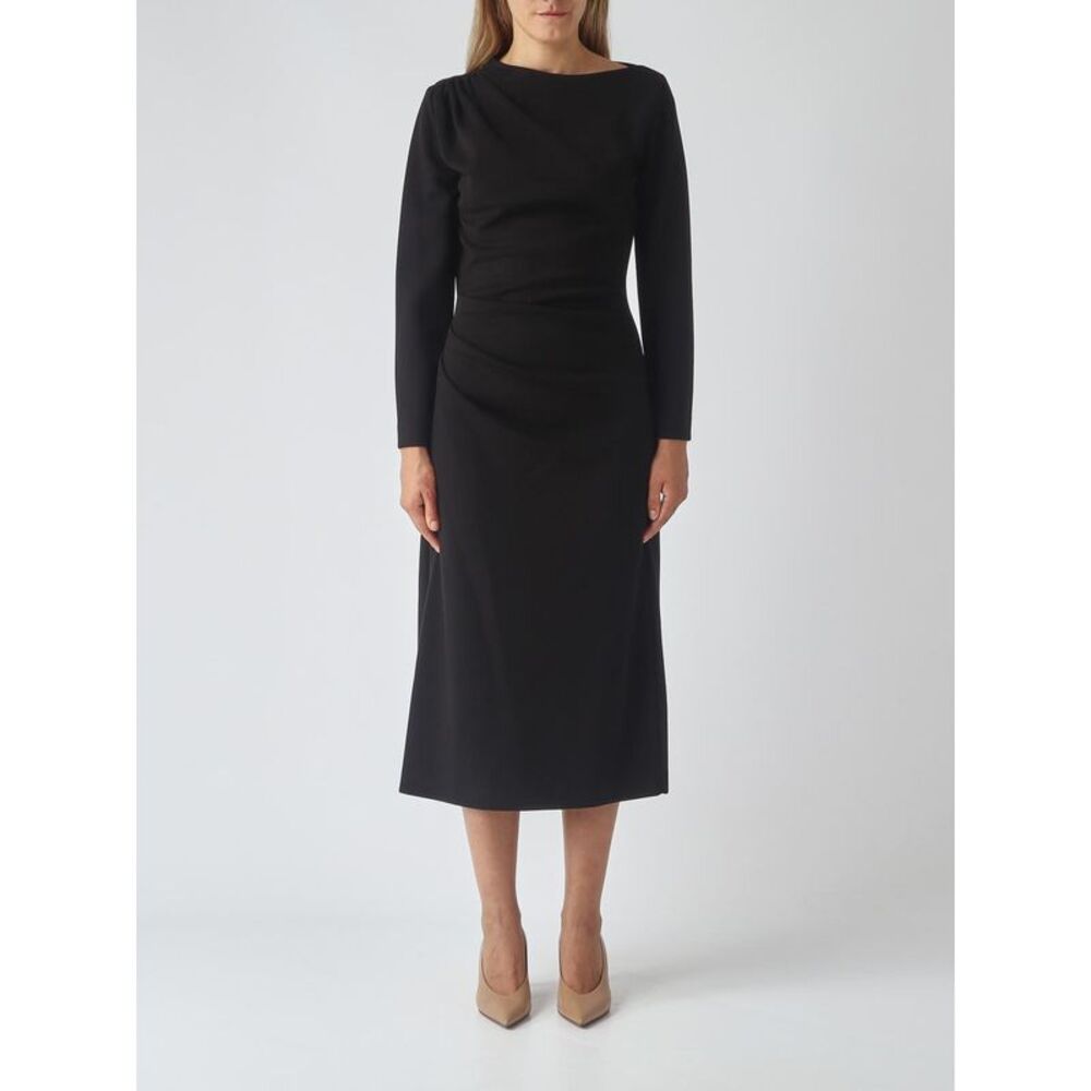 Meimeij Women Meimeij Draped Long-Sleeved Cri�Pe Midi Sheath Dress